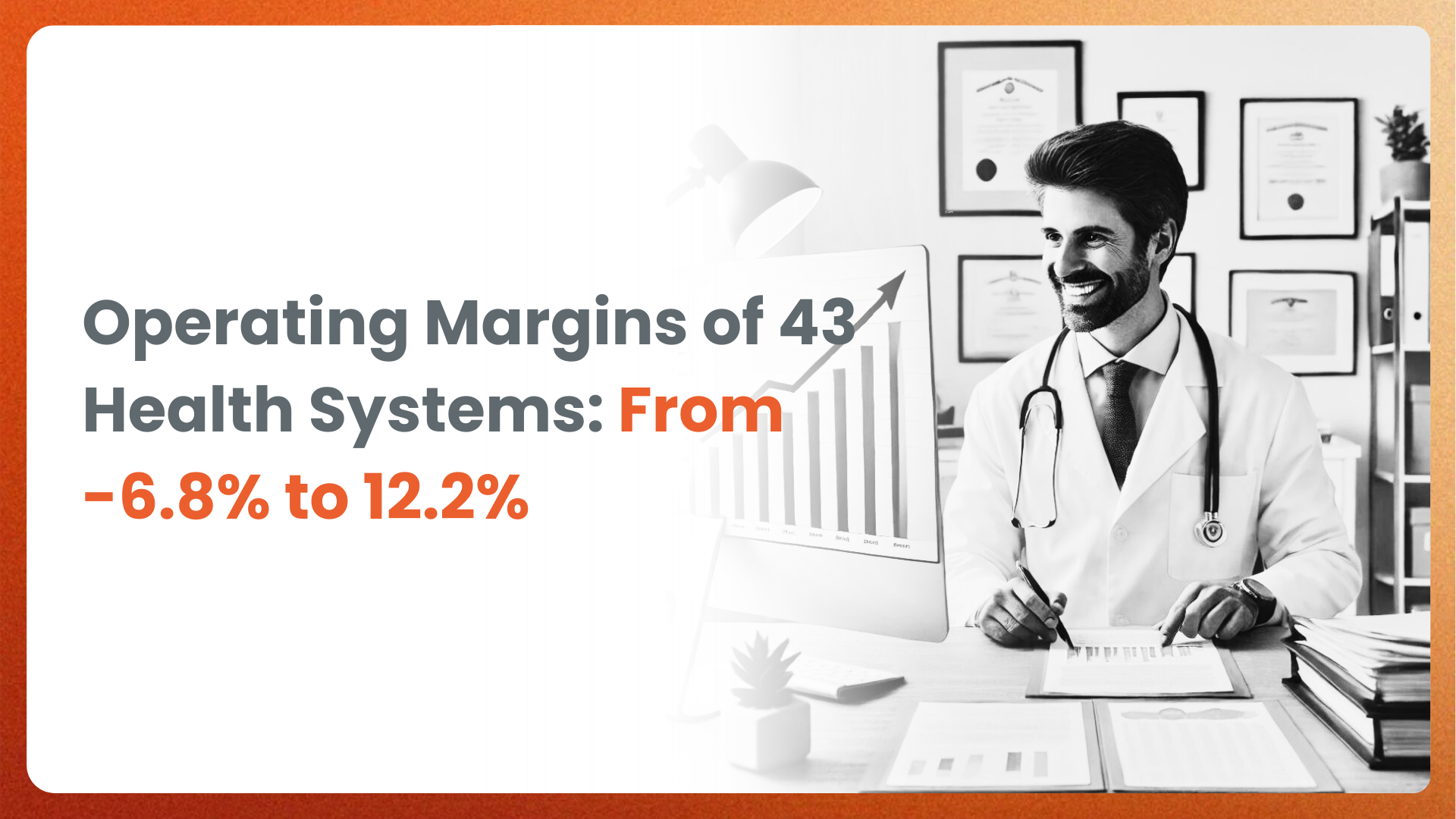 Operating margins of 43 healthcare organizations in the USA